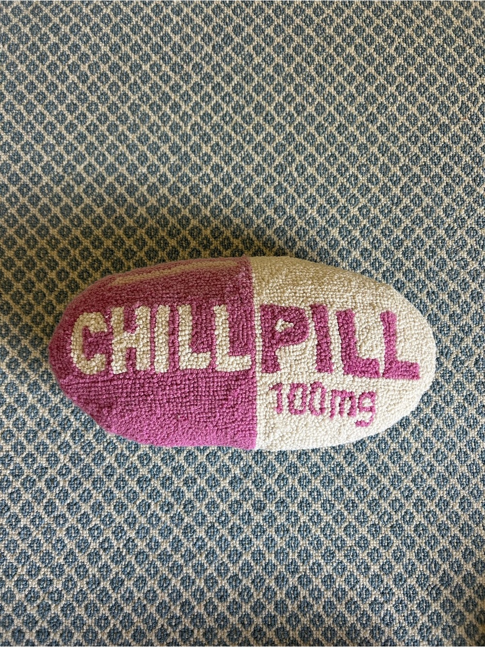 CHILL PILL 100mg Pink and White Accent Pillow